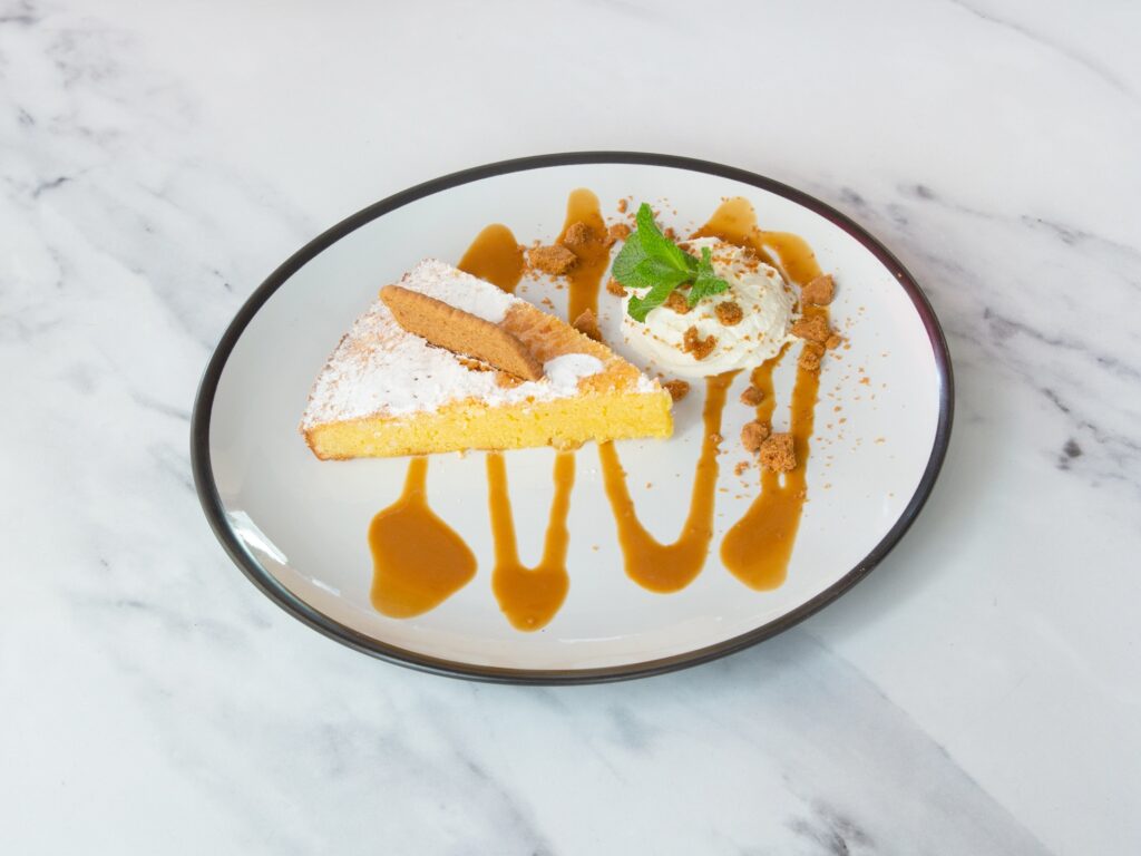 tarta de santiago from the london restaurant jamonjamon soho, camden and belsize park